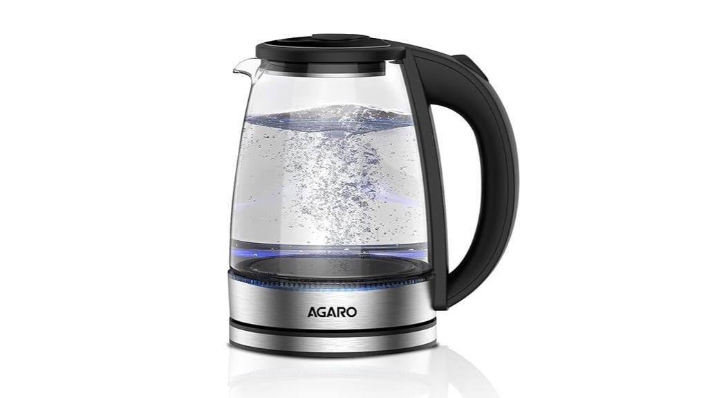 agaro electric kettle 1 8l 1500 watts borosilicate glass silver